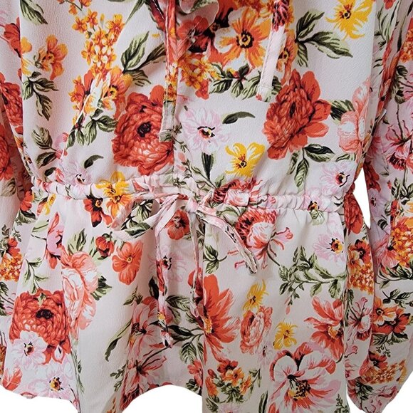 Old Navy Size L "Bed of Flowers" Pink Floral Ruffle Trim Blouse, NEW with Tag - Picture 8 of 16